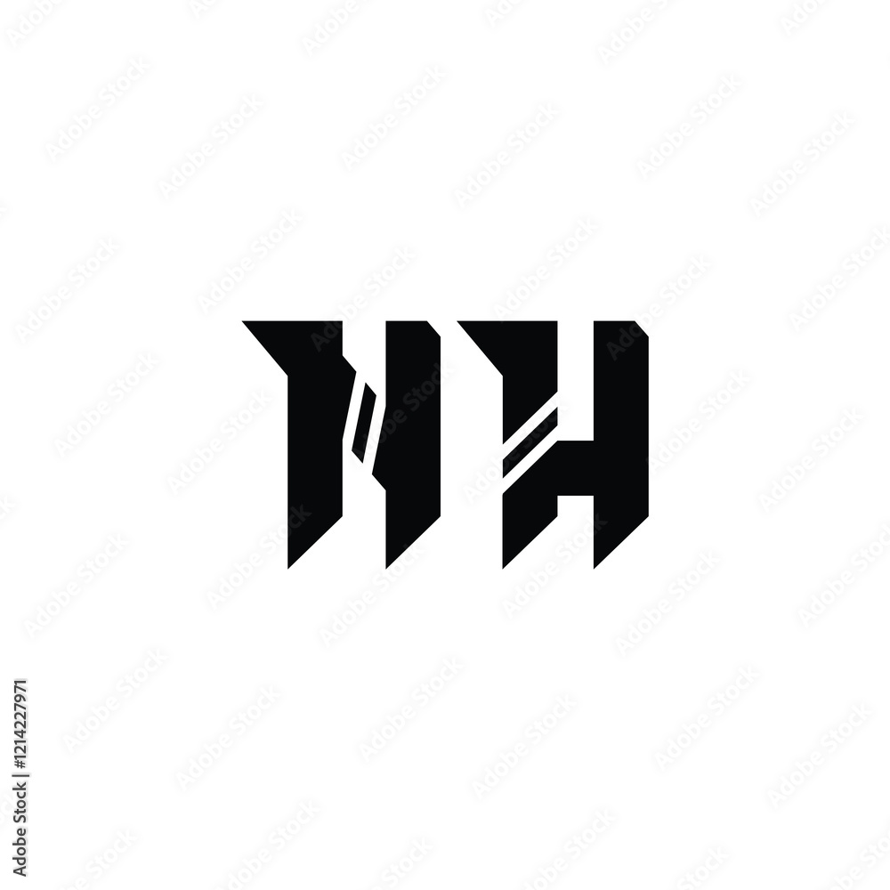 Obraz premium NH monogram logo design letter text name symbol monochrome logotype alphabet character simple logo