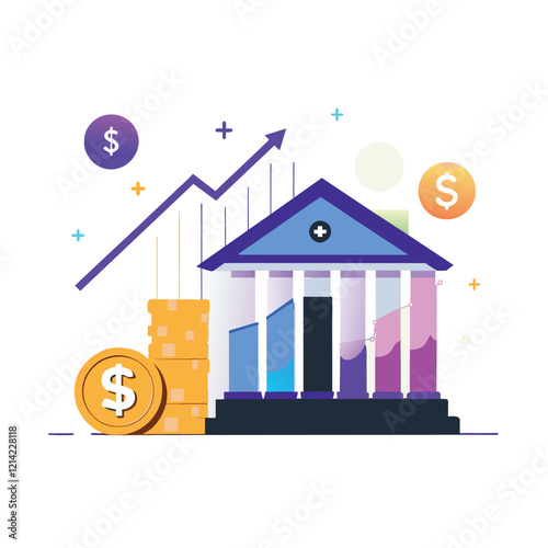 reduce inflation by increase interest rate fed flat illustration  