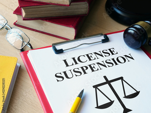 License Suspension is shown as business and legal concept photo