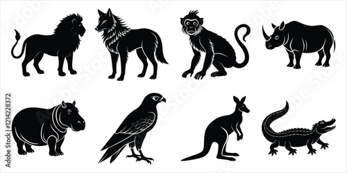Photography Wild animals silhouette set. Animals vector illustration