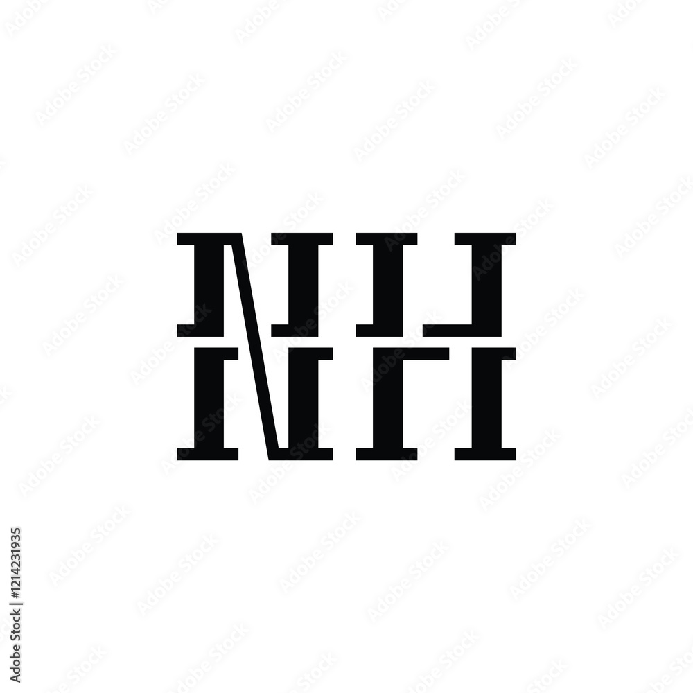 Obraz premium NH monogram logo design letter text name symbol monochrome logotype alphabet character simple logo
