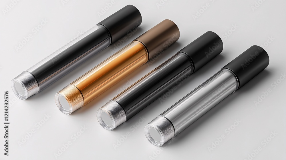 Professional mockup of empty cosmetic tubes in aluminum and plastic, with clear labels for product branding, ideal for design projects. Professional mockup of empty cosmetic tubes in aluminum and plastic, with clear labels for product branding, ideal for design projects.