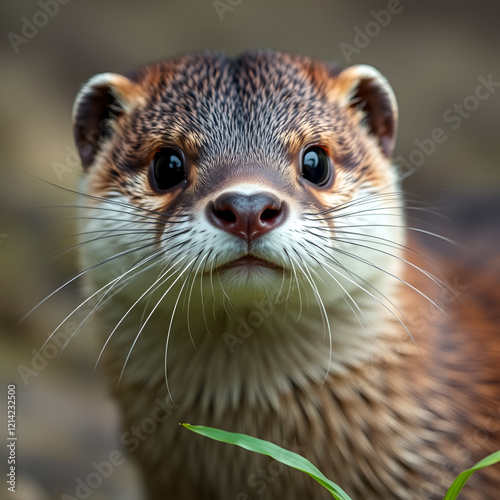 asian small clawed otter head shot photo