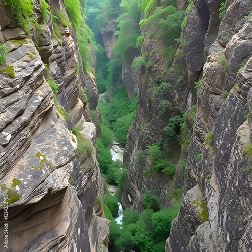 Itaimbezinho Canyon with rocky cliffs and forest photo