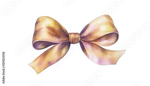 Elegant watercolor bow with soft pastel colors, ideal for gift wrapping, crafts, and decorative purposes