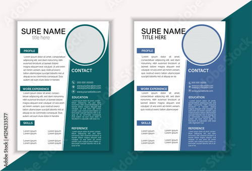 Clean Modern Resume and Cover Letter Layout Vector Template for Business Job Applications, Minimalist resume cv template