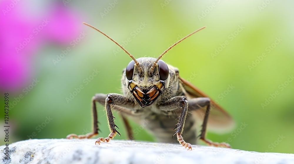 Detailed CloseUp of Locust on Rock in Natural Garden Environment : Generative AI Detailed CloseUp of Locust on Rock in Natural Garden Environment : Generative AI