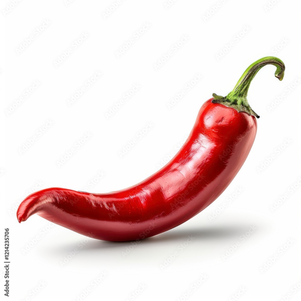 Vibrant Red Chili Pepper on White Background for Culinary Imagery Vibrant Red Chili Pepper on White Background for Culinary Imagery