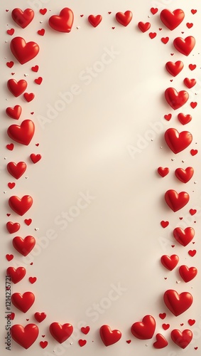 Generative AI. Valentine background with heart on the side corner . vertical