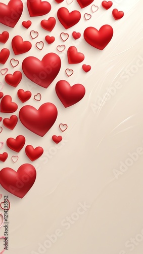 Generative AI. Valentine background with heart on the side corner . vertical