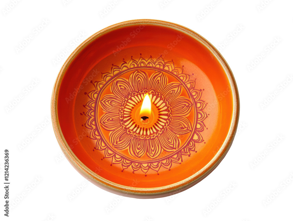 Isolated Top View Orange Bowl Candle Isolated Top View Orange Bowl Candle