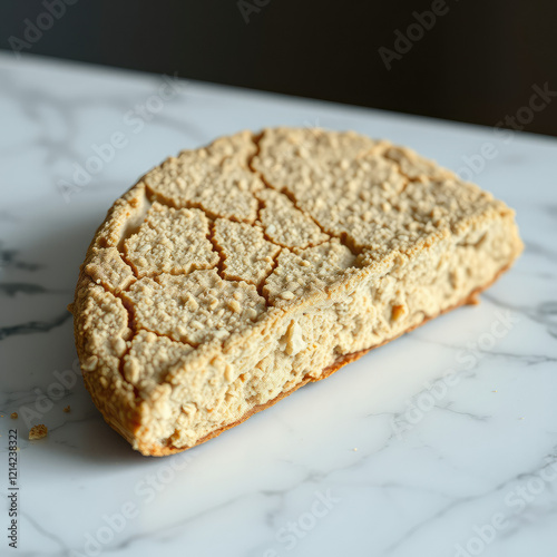 Close-up of crispbread made from raw buckwheat on luxury marble surface, raw, crispbread photo