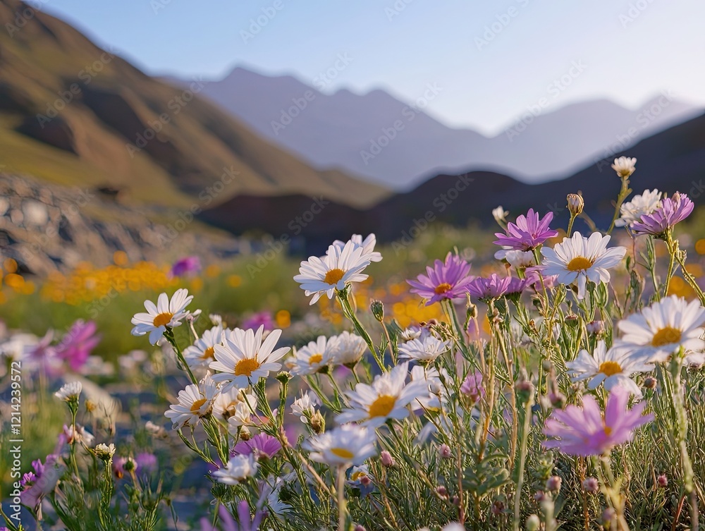 Mountain wildflowers bloom at sunset Mountain wildflowers bloom at sunset