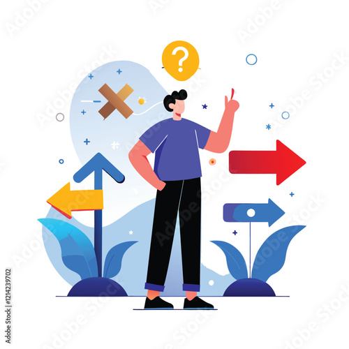 A person facing a decision choosing a path forward
