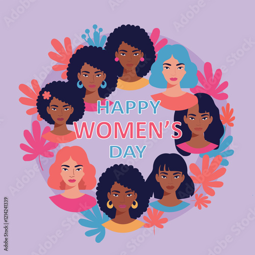 Happy Women's Day Illustration with Diverse Women