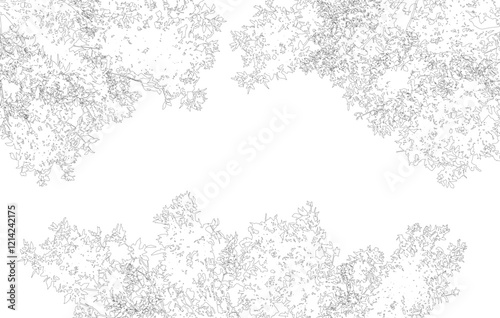 Frame with copy space, contour of deciduous branches of trees. Vector illustration