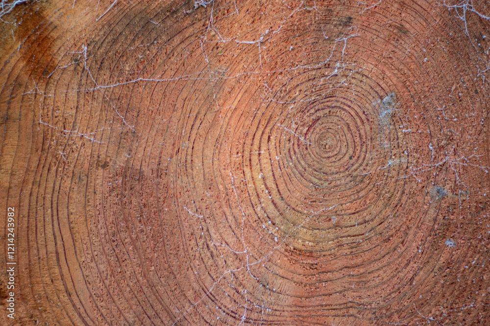 Naklejka premium Close up of wood texture of cut tree trunk