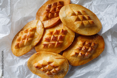 Fototapeta Naklejka Na Ścianę i Meble -  Polish traditional smoked cheese oscypek close up