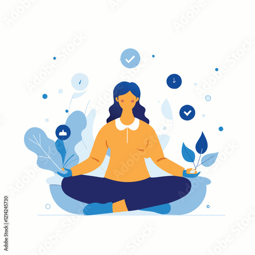 Woman in meditation focused on balance and well being