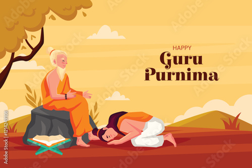 Hand drawn flat guru purnima background