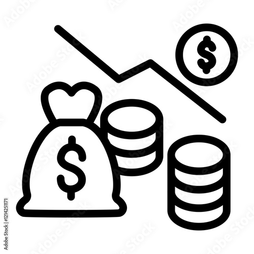 Economic Contraction Vector Design Icon Style