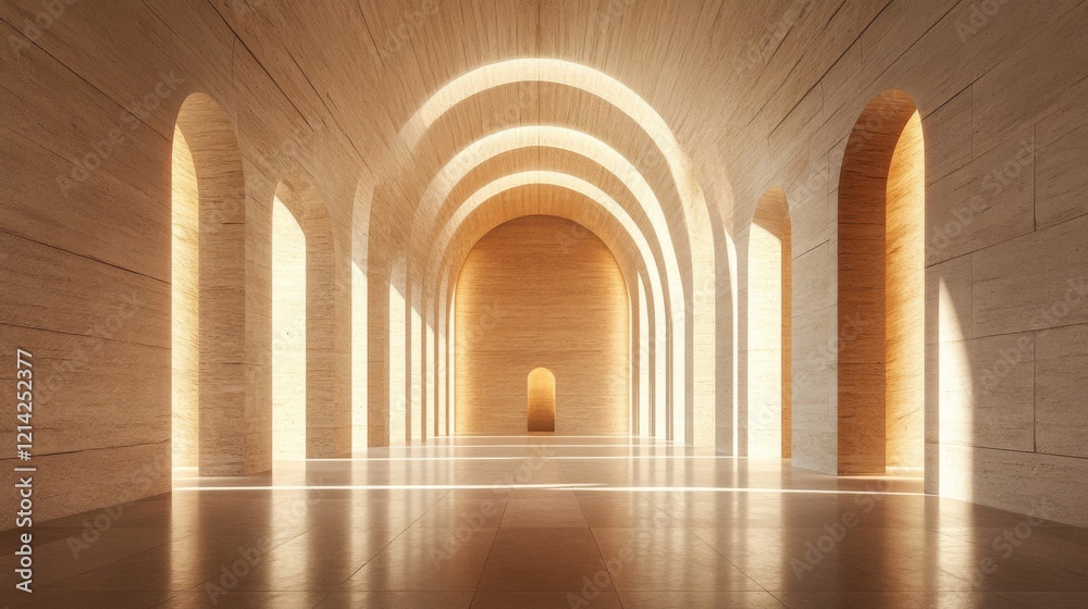 Sunlit Arches in a Minimalist Hallway Sunlit Arches in a Minimalist Hallway