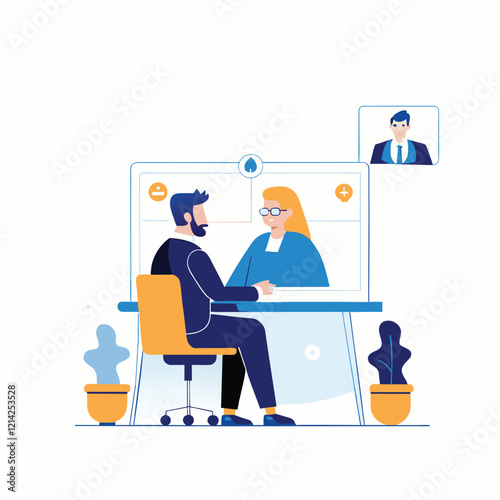 Business people engaging in a virtual meeting