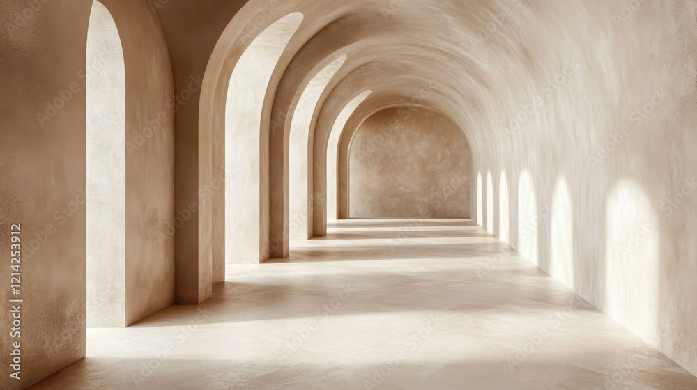 Sunlit Beige Archway Corridor Interior Architecture Sunlit Beige Archway Corridor Interior Architecture