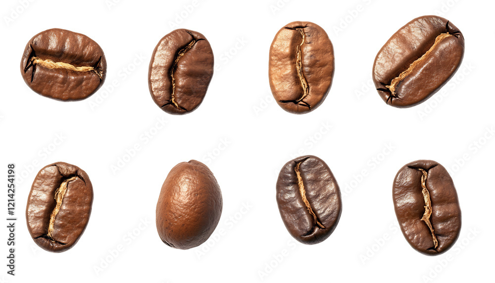 Assorted Coffee Beans Displayed on a Clean Surface for Culinary Use Assorted Coffee Beans Displayed on a Clean Surface for Culinary Use