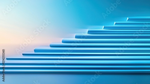 Soothing blue gradients forming horizontal ocean lines merging seamlessly into a bright sky creating an abstract minimal seascape perfect for relaxation themes