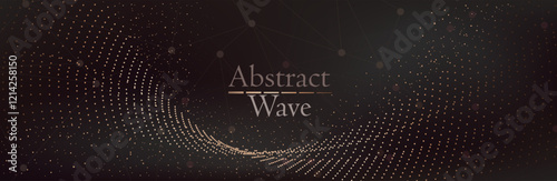 Abstract Music background. Big Data Particle Flow Visualisation. Science infographic futuristic illustration. Sound wave. Sound visualization.Premium background design with mocha mousse sound wave