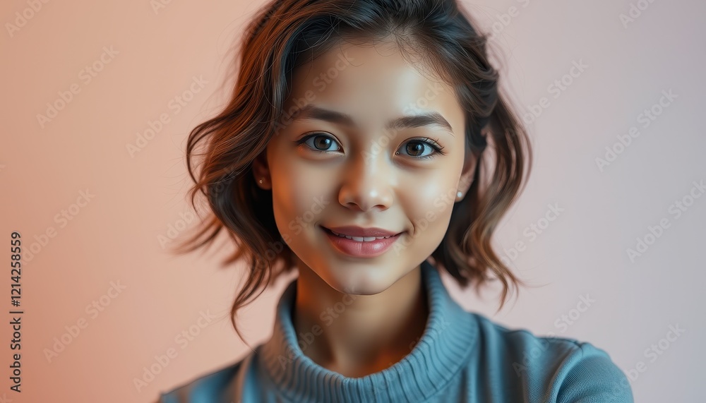 Portrait of a smiling young woman with brown hair Portrait of a smiling young woman with brown hair