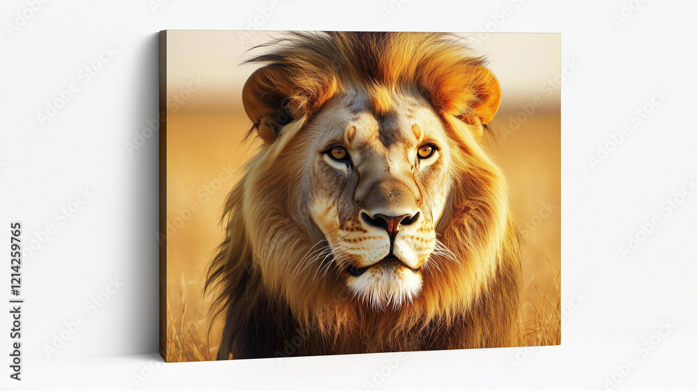 Obraz premium 黄金のたてがみを持つライオンのポートレート