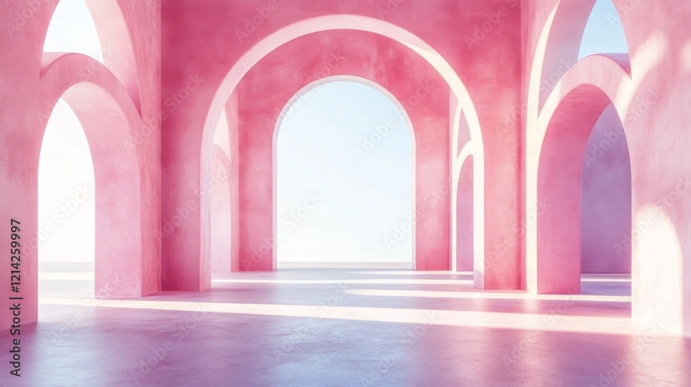 Fototapeta premium Pink Archway Hallway Interior Design