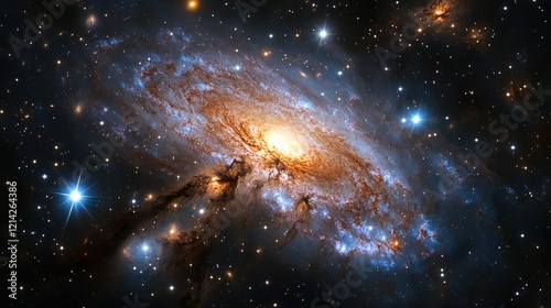 Glowing Spiral Galaxy in Deep Space photo