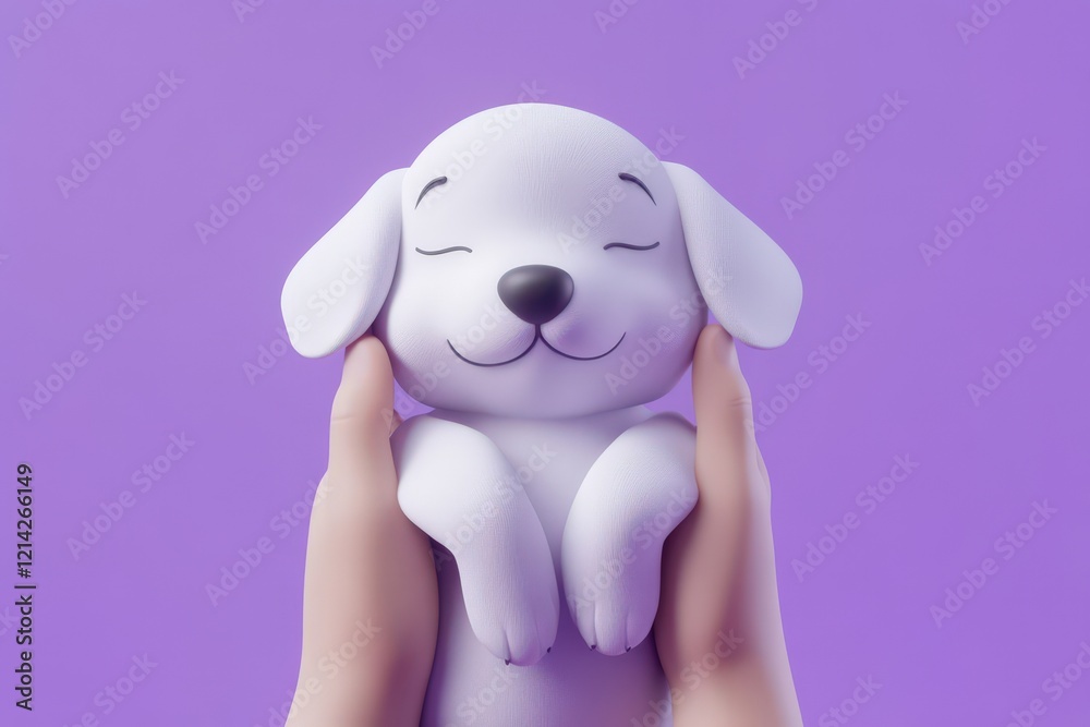Gentle Hands Hold A Sleeping Cartoon Puppy Gentle Hands Hold A Sleeping Cartoon Puppy