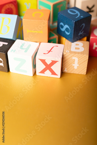 Colorful wooden blocks spel...