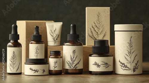 Wallpaper Mural Elegant set of natural cosmetic products for face and body care, designed with eco-friendly packaging and natural ingredients for a holistic beauty experience. Torontodigital.ca