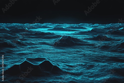 Creative design with a blue hexagonal background and binary code. Illustrates technology, design, and landing page themes. 3D Rendering