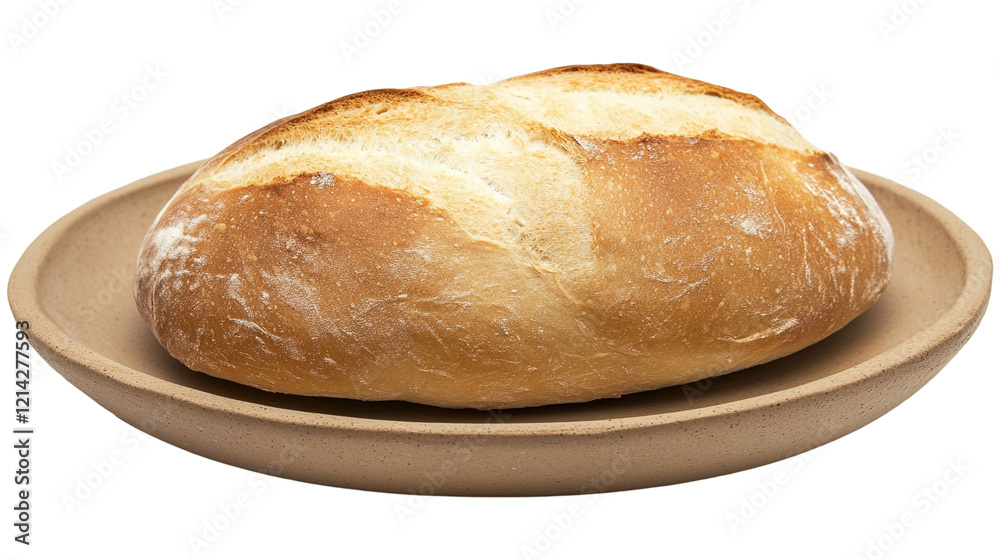 A freshly baked, crusty loaf of whole wheat bread, isolated on a white background, perfect for a healthy breakfast or a tasty snack A freshly baked, crusty loaf of whole wheat bread, isolated on a white background, perfect for a healthy breakfast or a tasty snack