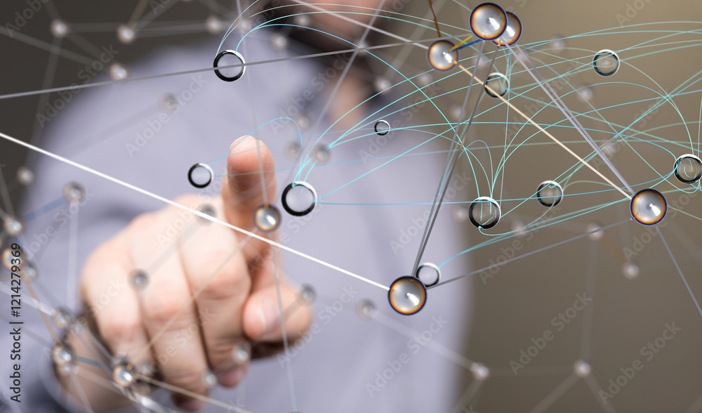 Neural network 3D illustration. Big data and cybersecurity Neural network 3D illustration. Big data and cybersecurity