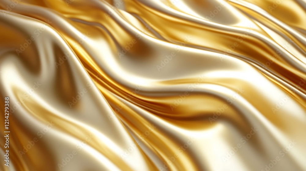 Fototapeta premium Luxurious Golden Silk Fabric Drape Texture
