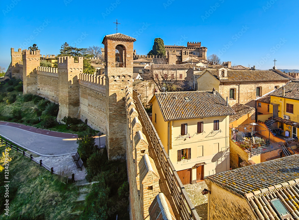 Fototapeta premium Gradara, Italy - listed among the most beautiful villages in Italy, Gradara displays a wonderful Old Town highlighted by its medieval defensive walls