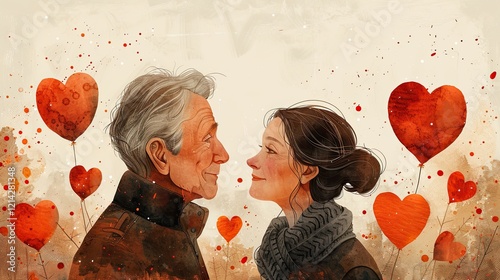 A widower finds love again through memories in this heartfelt flat design illustration