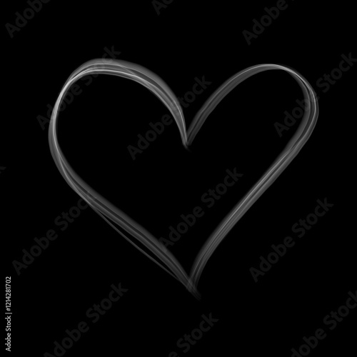 heart shaped smoke isolated on dark background