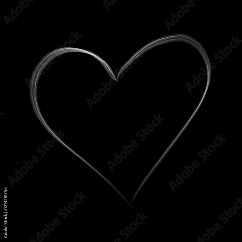 heart shaped in smoke line isolated on dark background
