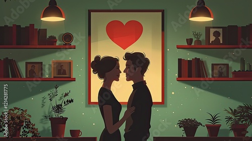 A widower finds love again through memories in this heartfelt flat design illustration