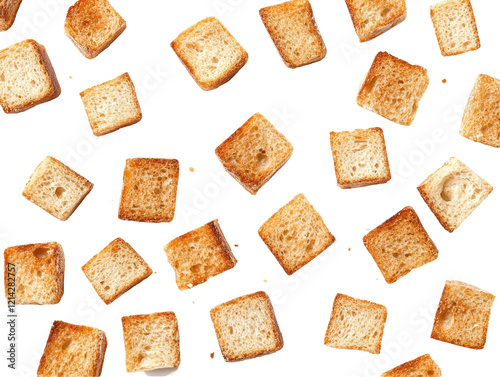 Isolated Croutons floating in a pattern