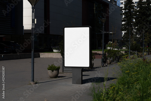 Fototapeta Naklejka Na Ścianę i Meble -  Generated imageAn outdoor billboard mockup in a city environment. Isolated blank surface to place your design.