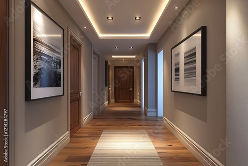 Hallway.3d rendering.